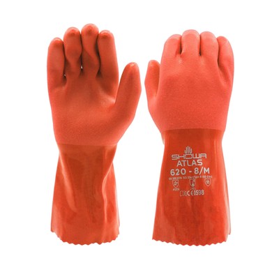 SHOWA Atlas 620 Double-Dipped PVC Chemical Resistant Safety Work Glove, 12