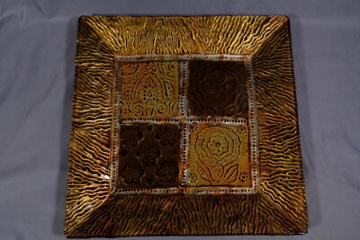 Tony Evans Art Glass Square Centerpiece Tray/Plate 12 7/8