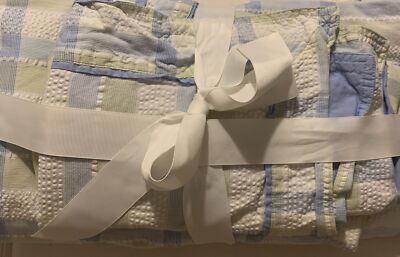 MATCH Brand Pottery Barn Full Duvet Cover Plaid Cotton Seersucker  Quilted Shams-image