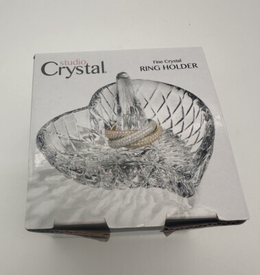 Studio Crystal Clear Ring Holder Heart Shaped Beautiful Valentines Gift New-image