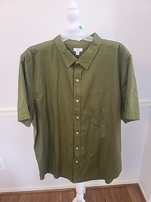 Men's Dip Army Green Button Up Business Golf Short Sleeve Shirt Brand New...-image