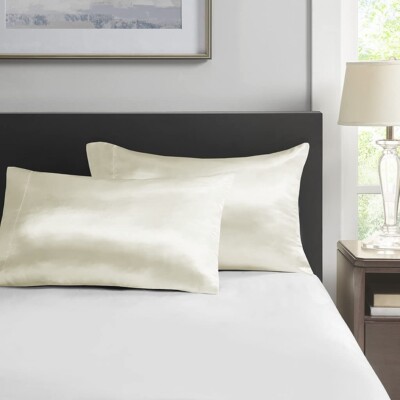 Madison Park Essentials Polyester Solid Satin Pillow Case With Ivory MPE21-917-image