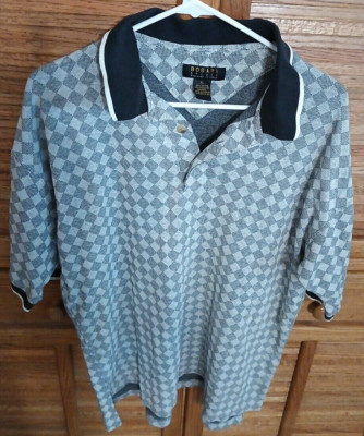 Bogari Studio Mens XL Polo Shirt Italian Design Diamond Pattern-image
