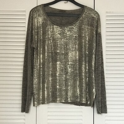 Zara Grey Metallic Split Side Dip Raw Hem Top L-image