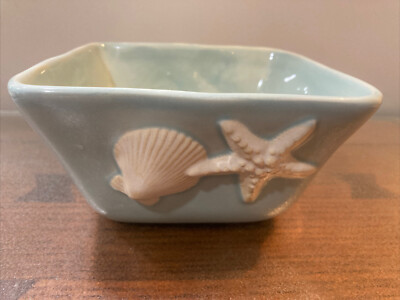 HOME STUDIO SHORELINE Starfish Sea Shell AQUA SQUARE BOWL-image