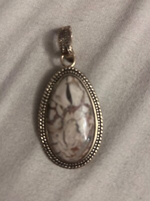 Studio Barse Thailand Signed Pendant Brown Stone in Bronze -image