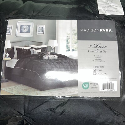 Madison Park Wilma 7-Pc. Comforter Set, King, Black-image