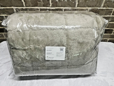 Pottery Barn Faux Fur Shearling FULL/QUEEN Size Bed Quilt Stone NEW So Soft $279-image