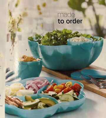 Tupperware Chip 'N Dip Party Set With 2 Hanging Dip Bowls Color Teal NEW-image