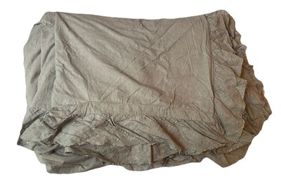 POTTERY BARN 100% FLAX LINEN FRINGE RUFFLE EDGE DUVET COVER KING Flagstone Grey-image