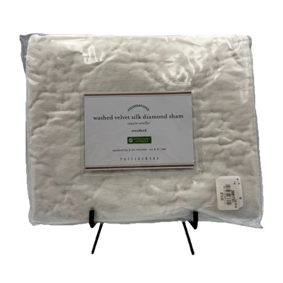 NWT ~1 Pottery Barn  Washed Velvet Silk Diamond Quilted Standard Sham Ivory-image