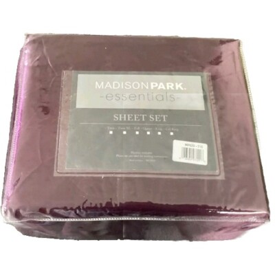 Madison Park Essentials Sateen Dark Burgundy Sheet Set —#1327-image