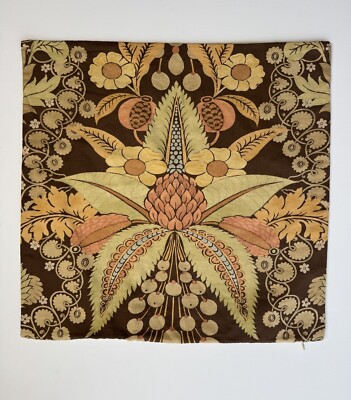 Pottery Barn Cassandra Brown Floral Decorative Square Pillow Cover Cotton Linen-image