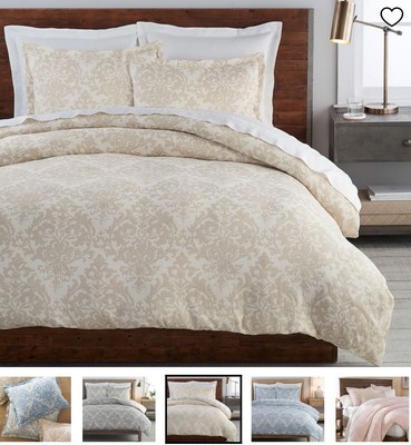 Pottery Barn King Linen Cream Bold Tropical Floral + 2  Euro Sham Neutrals-image