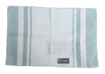 Madison Park Reversible Spa Striped Ultra Soft Water Absorbent 20x30in Bath Rug-image