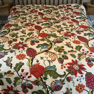 Pottery Barn Serafina Boho King Duvet Cover Linen Blend Floral Multicolor -image
