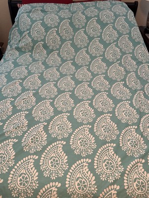 Pottery Barn Teen Twin Dorm Duvet Cover 68”x 86” Aqua Blue Paisley Floral Cotton-image