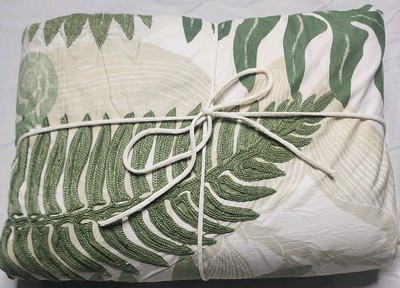 Pottery Barn Fern Embroidered Duvet Full/QUEEN NWOT 014-image