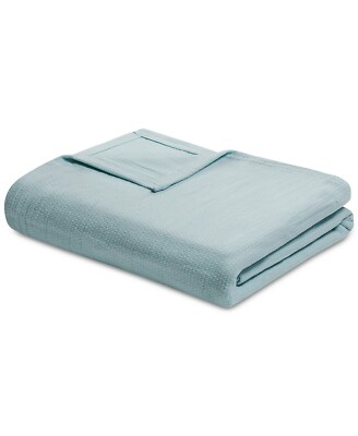 Madison Park Freshspun Cotton Basketweave Twin Blue Blanket T4102083-image