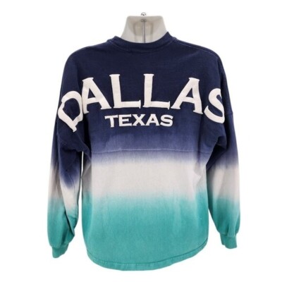 Spirit Jersey Adult Small Shirt Dallas Texas Puffy Print Dip Dye Blue Retro-image
