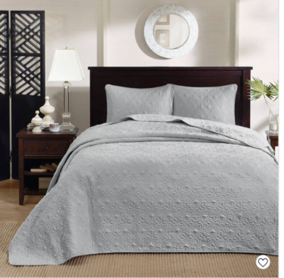 Madison Park Mansfield Antimicrobial Treated 3pc King Size Bedspread Set-image
