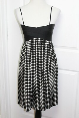 S ~ Max Studio Women’s Black Beige Geo Pattern Spaghetti Strap Empire Dress Sz S-image