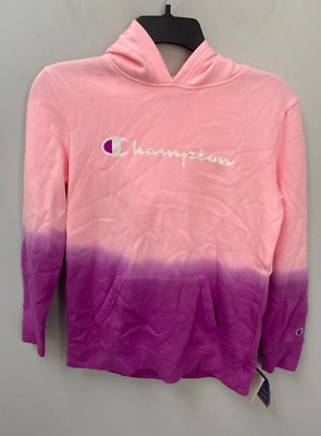 Champion Pink & Purple Dip Dyed Long Sleeve Hoodie Girls Size Large-image