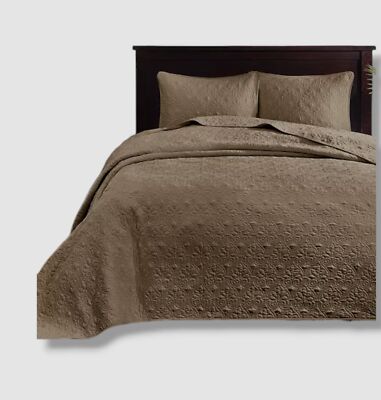 Madison Park Brown Mocha Quebec Quilted 3-Pc. Bedspread Set, King Size-image