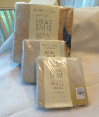 Pottery Barn Painted Palace Watercolor Duvet Cover, Full/queen, 2 shams NIP-image