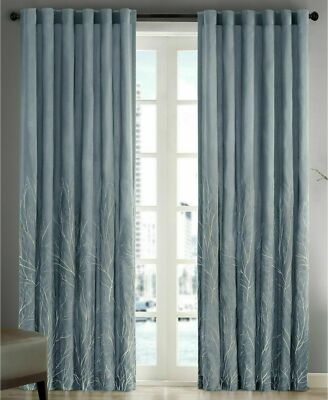 Home  Essence Madison Park Aden Embroidered Curtain Panel Green Blue 50 x 95-image