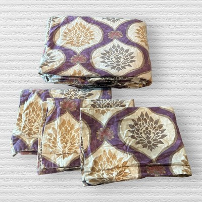 Pottery Barn Fig Purple Sonora Ogee Print King Duvet & Shams-image