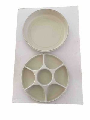 Vintage Tupperware Divided Veggie Tray 1665-1 Serving Bowl Lid 1666-1-image