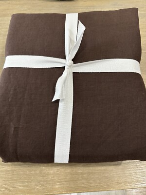 Pottery Barn Belgian Flax Linen King  duvet  Cover Merlot-image