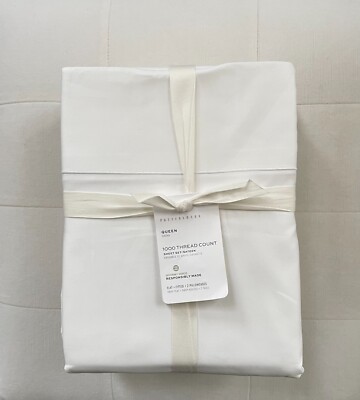 Pottery Barn 1000 THREAD COUNT Sheet Set Queen White Luxurious NWT-image