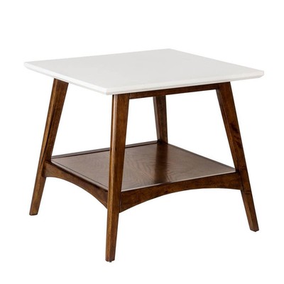 Madison Park Avalon 24 in. Off-White/Pecan Rectangle MDF End Table-image