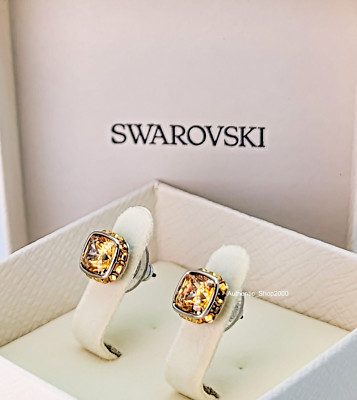 New 100% SWAROVSKI Rhodium Yellow Crystals Birthstone Stud Earrings 5660802-image