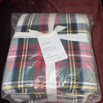 Pottery Barn Stewart Tartan Plaid Duvet Full/Queen F/Q - Green - NEW-image