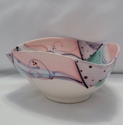 Beautiful Clay & Color Studio Hand Painted Triangular Shaped Bowl-image