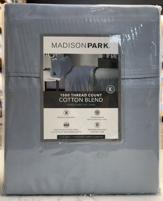 Madison Park 1500 Thread Count Cotton 4 PC Sheet Set King Size-image