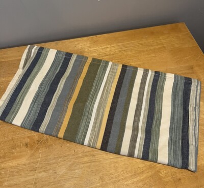 Pottery Barn Striped Linen Blend Euro Sham Green Blue Yellow 28x28