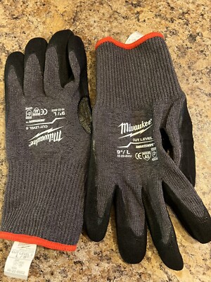 Men’s Safety Work Gloves. Milwaukee 48-22-8952 Cut Level 5 Dipped Gloves Large-image