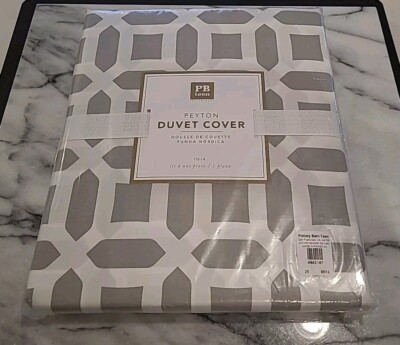 Two NEW Pottery Barn Teen Peyton Duvet Covers Twin Gray-image