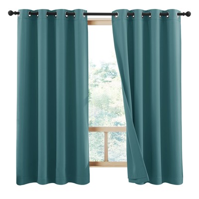 Small 100% Blackout Curtains with Same Color Liners, Thermal Insulated 2-Laye...-image