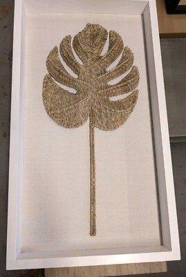 POTTERY BARN Woven Palm Shadow Box-NIB-image