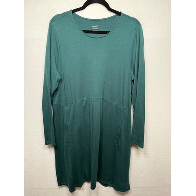 Pure Jill Dipped Hem Swing Dress, Emerald Green, Size Large-image