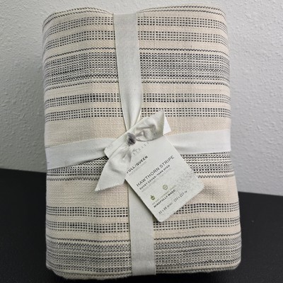 POTTERY BARN Hawthorn Stripe FULL/QUEEN Duvet Cover NEW - Charcoal-image