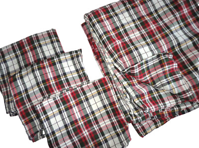 POTTERY BARN DENVER TARTAN PLAID RED GREEN  (4P) KING/CALIFORNIA KING DUVET SET-image
