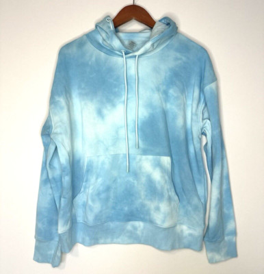 dip Womens Size Large Blue Tie Dye Pullover Hoodie NWOT Front Pocket Drawstring-image