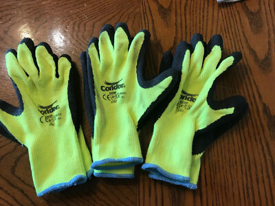 3 PAIR - New (open Box) Condor 2242 SIZE XL EN388 LATEX DIPPED - Black/Yellow-image