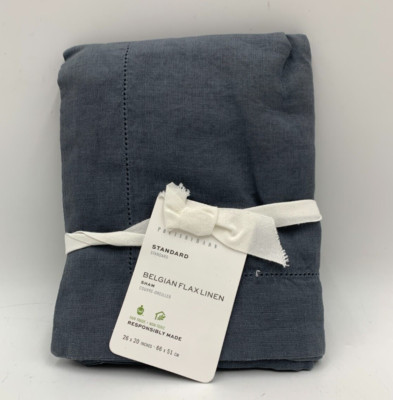 Pottery Barn Belgian Flax Linen Sham Steel Blue Standard #G401Q-image